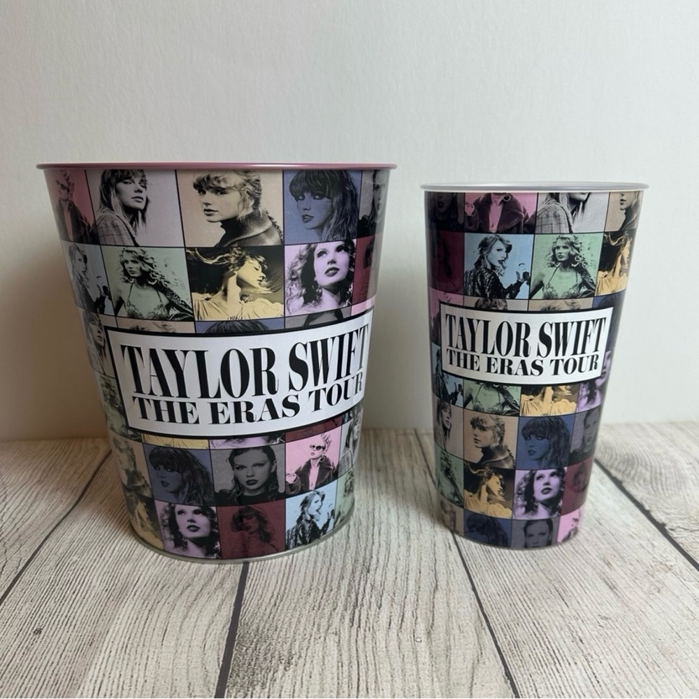 NEW TAYLOR SWIFT THE ERAS TOUR Popcorn Bucket Pink Tin + Large Cup AMC EXCLUSIVE